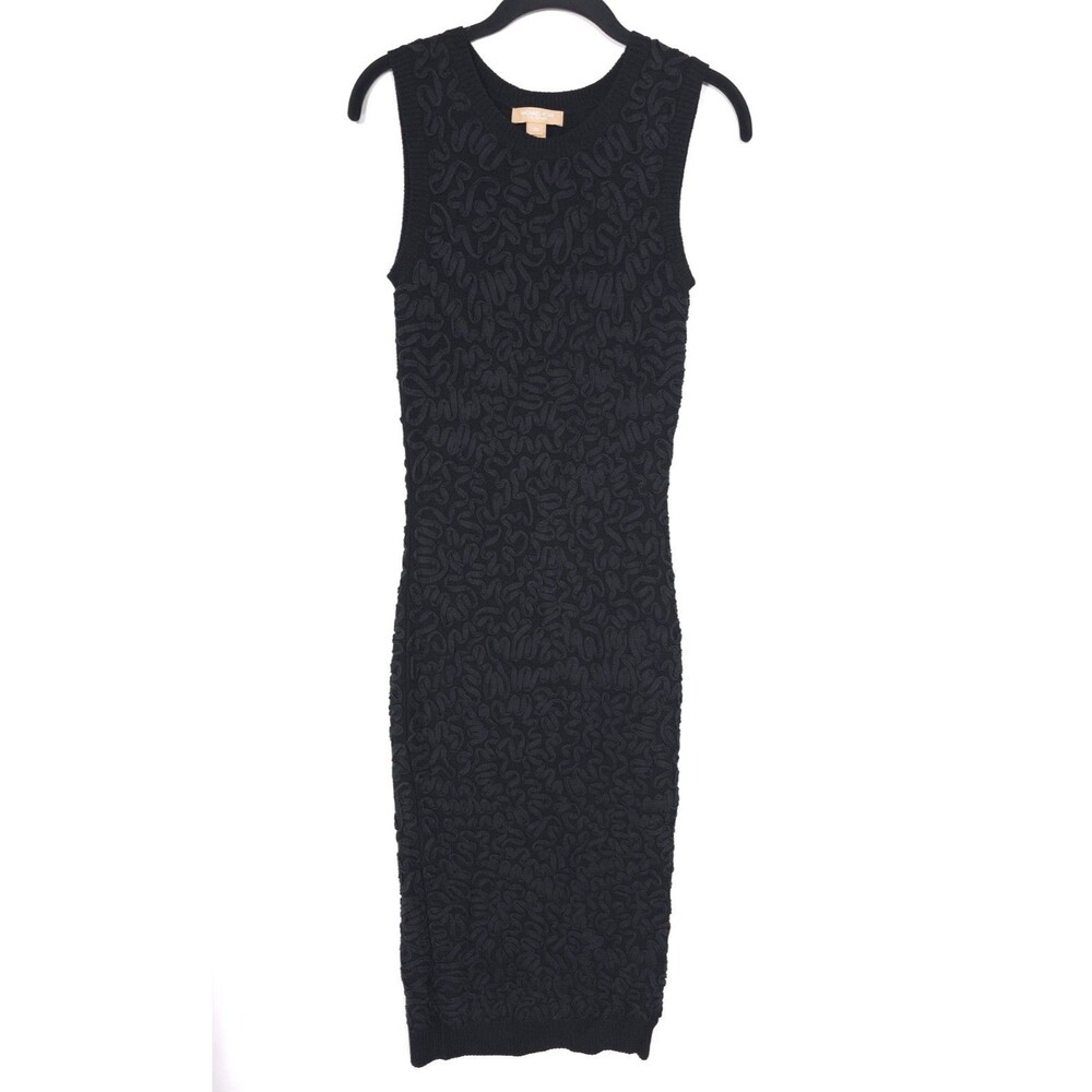 MICHAEL KORS Women’s Bodycon Dress XS Black Textured Ribbon Knit 611RK1904